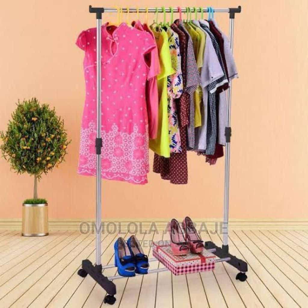 Portable Single/Double Pole Telescoplc Clothes Rack Laundry Drying Stand with Wheels for Indoor and Outdoor