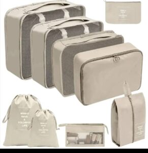 Custom Design 9pcs Set Travel Organizer Bags Large Capacity Luggage Packing Cubes Waterproof Travel Laundry Storage Bag