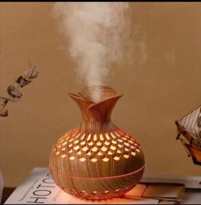 Wood Grain Mini Humidifier- Cool Mist Humidifier for Bedroom/Desk/Car/Office,2 Mist Mode Waterless Auto Shut-Off, 7 Colors Lights Changing with USB