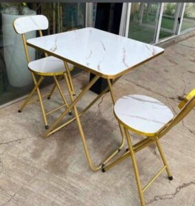 Foldable Marble Reading/Dinning/Study 2 Chairs And Table