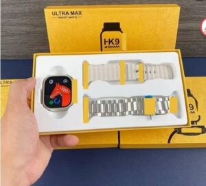 HK9 ULTRA Max Smart Watch BT - Wireless Charging-Silver Set
