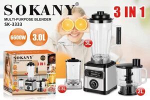 6600W Sokany Stainless Steel Portable Juicer Blender To-Go Cups and Spout Lids Pulse Technology Smoothie Blender