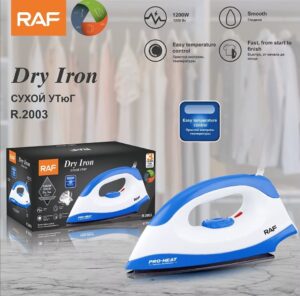 RAF Quality 1200W Dry Iron - Non-Stick Coating Plate & Adjustable Thermostat Control,Indicator Light With ABS Material