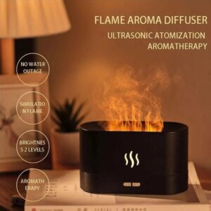 Flame Aroma Diffuser, 180ml Aroma Diffuser with Flame Night Light,Usb Ultrasonic Cold Mist Aromatherapy Essential Oil Humidifier for Home