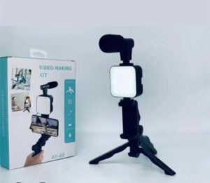 High Quality AY-49/AY-49X Professional Vlogging Kit – 5-in-1 Tripod, Mic, Light & Phone Holder for Mobile Video Production