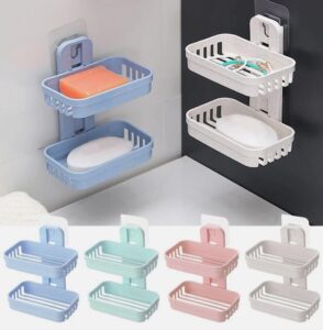 2-Steps Soap Dish Holder Shower Bar Soap Holder Wall(Available Colour will be Delivered)