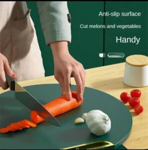Kitchen Cutting Boards | Heavy Duty Serving Tray | Round Thickened PE Chopping Board | Non-Slip and with Rotatable Easy Grip Handle