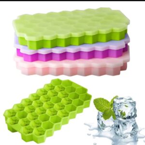 Silicone Ice Cube Trays with Lid Odorless BPA Free Non Breakable Large ice Molds Reusable Sphere Ice Ball Maker for All Drinks Candy Pudding Milk Jucie