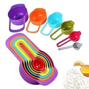 6 in 1 Plastic Measuring Cups and Spoon, Multicolor Cups and Spoon Set