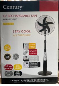 Century 16" Adjustable Rechargeable Standing Fan