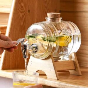 Glass Beverage Dispenser Jar Glassware With Clear Base