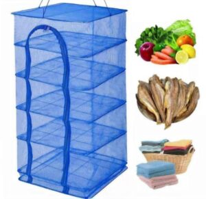 Folding Drying Fish Net Hanging Drying Rack Fish Dry Net Vegetables Drying Grid-5Layers