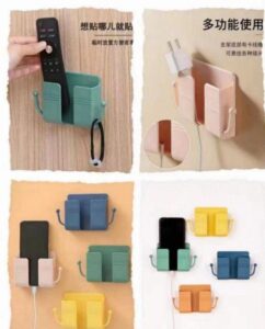 Wall Mount Phone Holder Self-Adhesive Organizer Storage Box for Bedroom