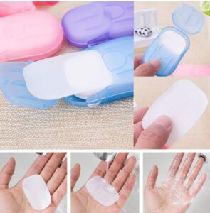 Mini Portable Paper Soap Strips Box Disposable Scented Soap Sheets for Hand Washing, Travel, Camping, Hiking, and Outdoor Use Compact Pocket Bath Soap for Adults & Children