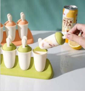 Reusable Ice Lolly Cream Mold Home-Made Popsicles Mould Tray with Stick (Plastic)