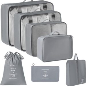 Hot 7 in 1 Travel Organizer Bag Set Lightweight Travel Luggage Organizer Practical Clothes Organizer Travel Packing Cubes