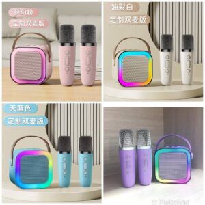 Mini Karoke Bluetooth Speaker With Two Wireless Microphone