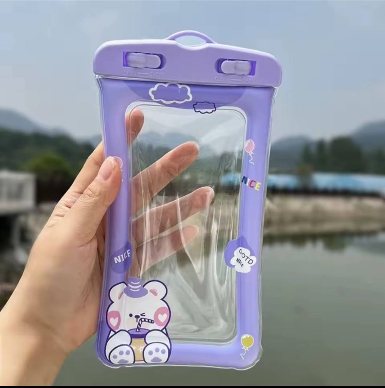 1pc Seal Type Mobile Phone Waterproof Bag Underwater Dry Transparent Waterproof Phone Pouch Cute Universal Phone Hanging Bag Surfing - Image 2