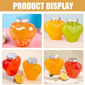 1pc Transparent Heart Shaped Food Grade Plastic Bottles 500Ml Sealing Lid Refillable Juice Bottles Portable Leakproof Beverage
