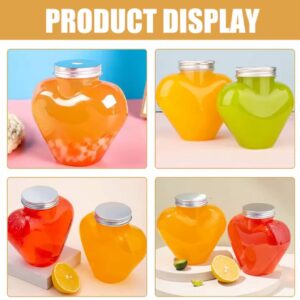 1pc Transparent Heart Shaped Food Grade Plastic Bottles 500Ml Sealing Lid Refillable Juice Bottles Portable Leakproof Beverage