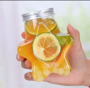 1pc Cute Star Plastic Bottle Clear Milk Tea Coffee Bottle Transparent Drinking Bottle Water Cup Juicing Beverage Bottles