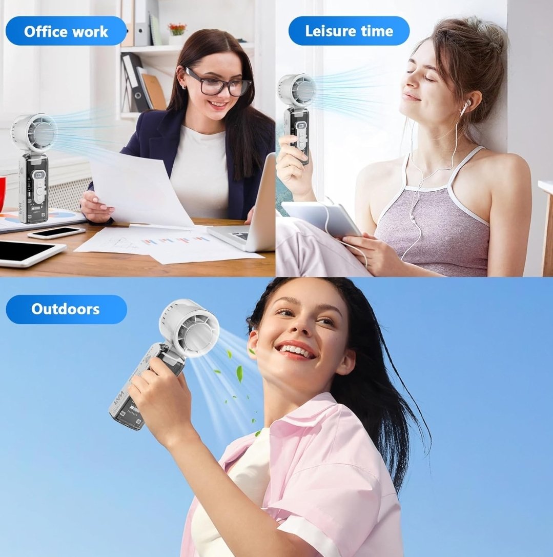 Portable Handheld Fan,Turbo Hand Fan with Ice Cooling Plate & LED Light,1-100 Speed Adjustable USB Rechargeable,Powerful Instant TEC Cooling Personal Fan for Travel,Outdoor,Camping - Image 6