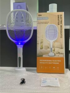 M4 Silent Guard Rechargeable Electric Mosquito Swatter – LED Light, USB Charging, Portable Pest Control