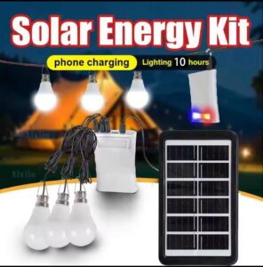 Solar Panel Charger With 10000mAh Power Bank & 3 LED Lights – Portable Solar Generator Kit For Phone Charging, Lighting, Outdoor & Emergency Use