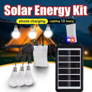 Solar Panel Charger With 10000mAh Power Bank & 3 LED Lights – Portable Solar Generator Kit For Phone Charging, Lighting, Outdoor & Emergency Use