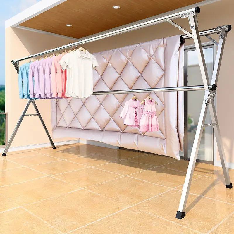 Outdoor Expandable Heavy Duty Stainless Steel Balcony Clothes Pole Hanger Dryer With Center Rod- Foldable(Picture size might appear bigger, Check through Pictures to see a live picture) - Image 2