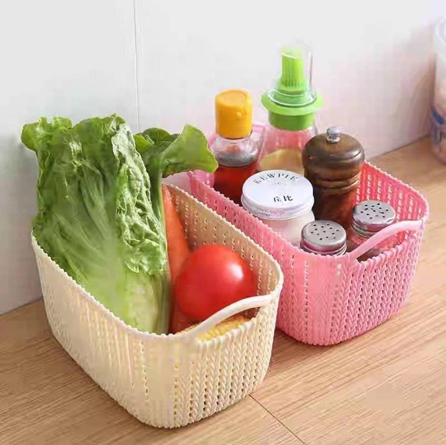 Small Multipurpose Net Basket with Handle – Heavy-Duty Mesh Storage Organizer Box for Kitchen, Fruits, Vegetables, Utensils, Cosmetics & Office | Ventilation Design