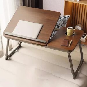 Adjustable Angle Mobility Table Over Bed,Foldable Bed Tray Table,Bed Table Laptop Tray for Bed Sofa Notebook Breakfast Work Study Reading Kids(Color:Brown)