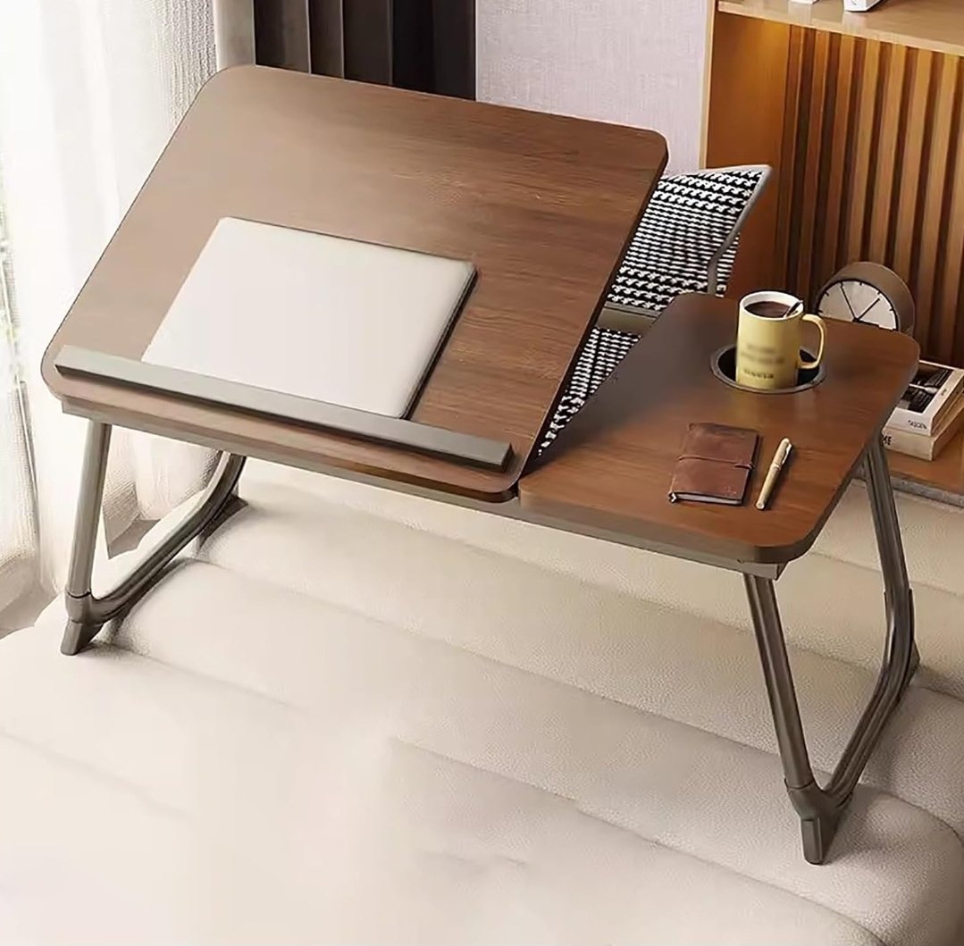 Adjustable Angle Mobility Table Over Bed,Foldable Bed Tray Table,Bed Table Laptop Tray for Bed Sofa Notebook Breakfast Work Study Reading Kids(Color:Brown)