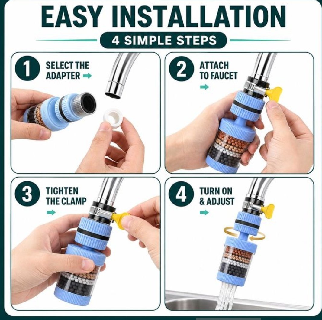 Water Filter for Kitchen Sink Faucet Purifier 6-Stage Water Filtration System - Image 2