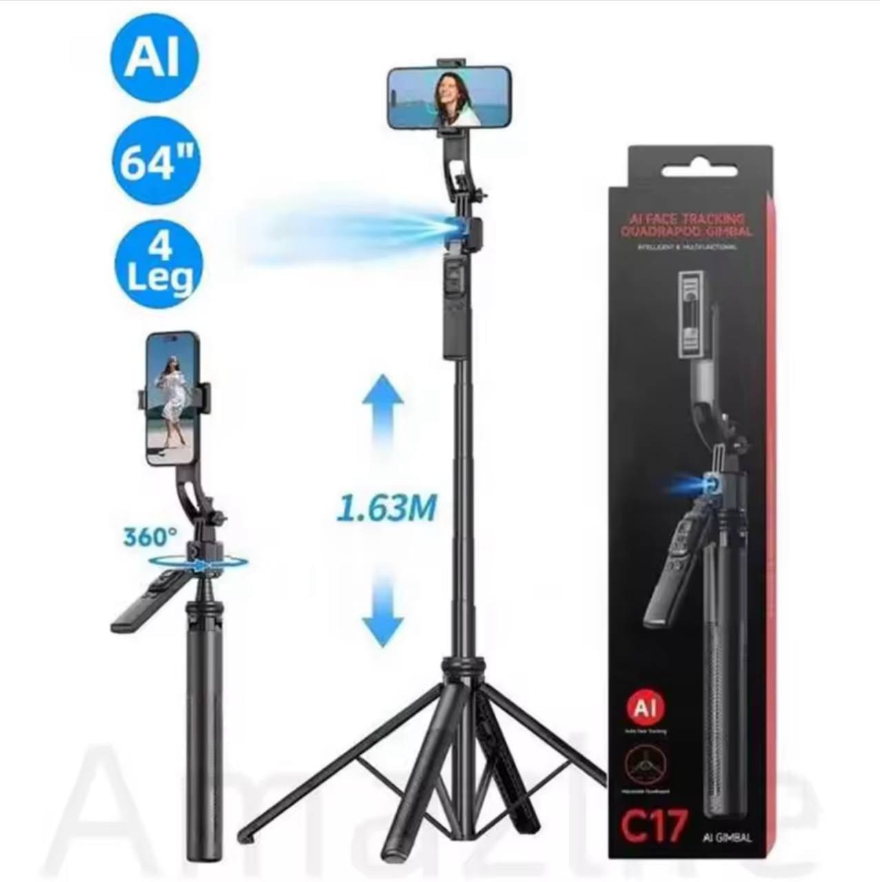C17 Ai face tracker Gesture control camera Tripod Adjustable Quadrupod selfie stick